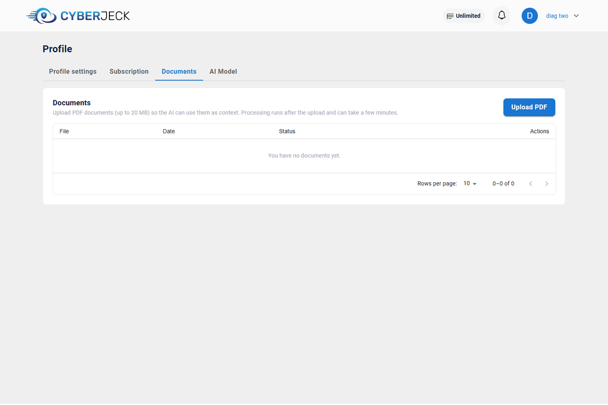 Document upload for retrieval